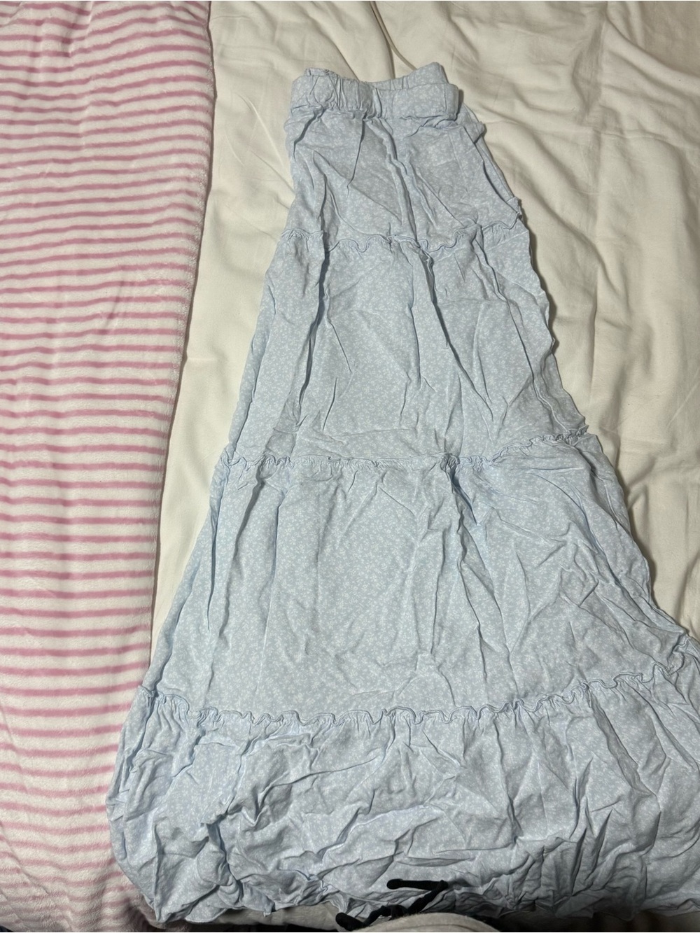 Brandy Melville Pale Blue Tiered Maxi Skirt